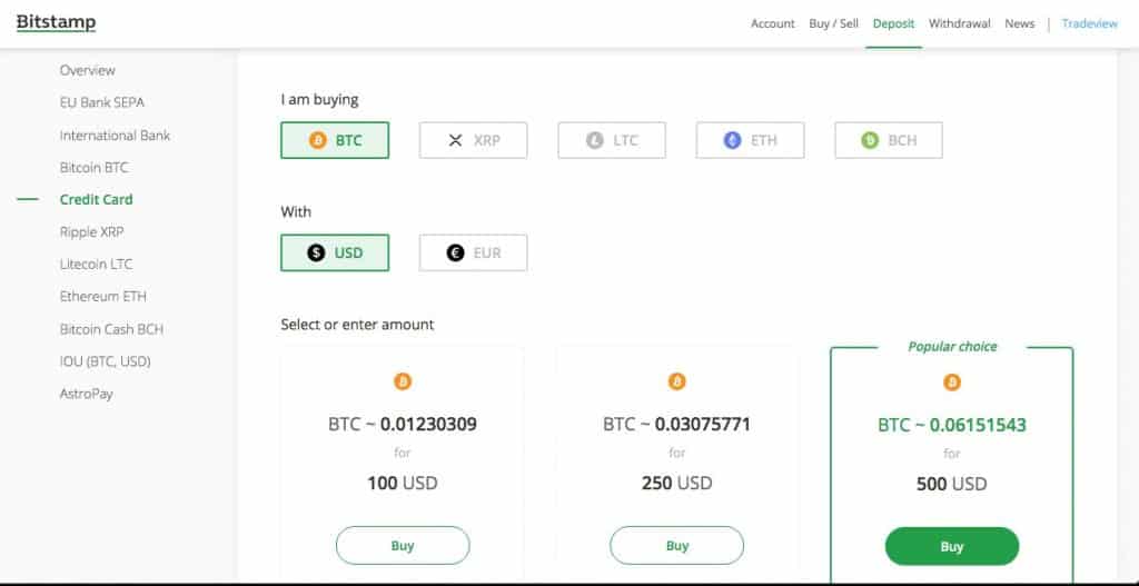 Bitstamp interface