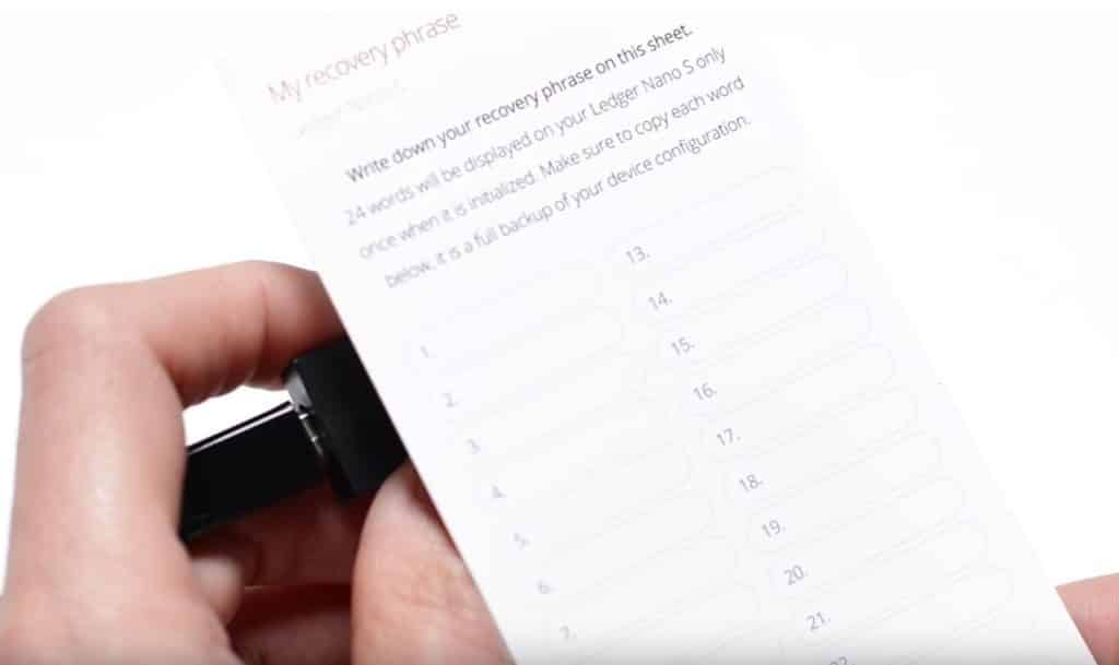 Ledger Nano - Transcription des mots de passe