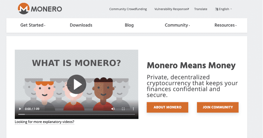 page d'accueil monero crypto